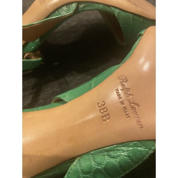 Ralph Lauren Collection Purple Label Alligator Heels D'orsay Pumps 8 Green Point - Picture 8 of 9